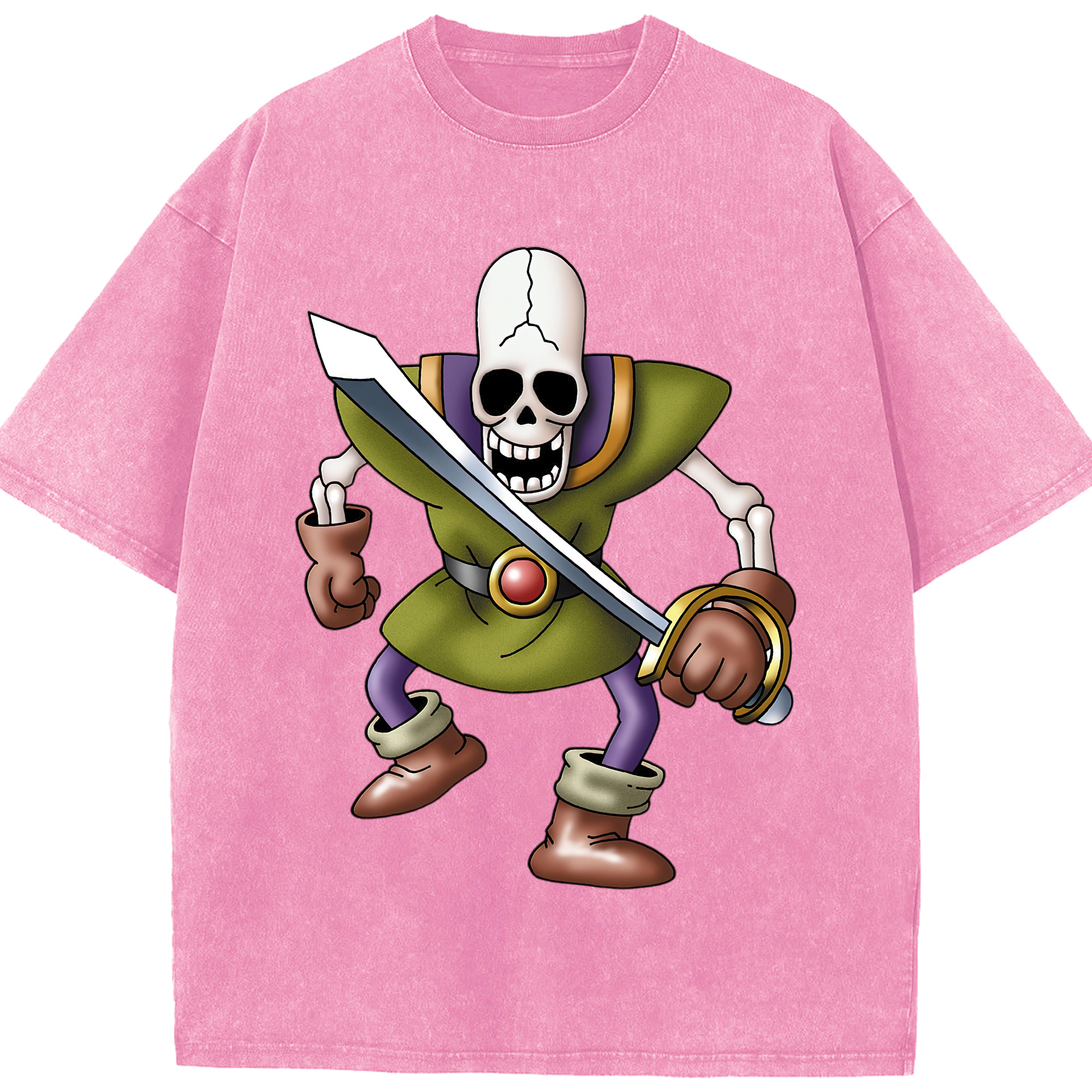 （画像用） ドラゴンクエスト Doragon Kuesuto Dragon Quest 綿100% ヴィンテージ風 半袖Tシャツ（フロントプリント）